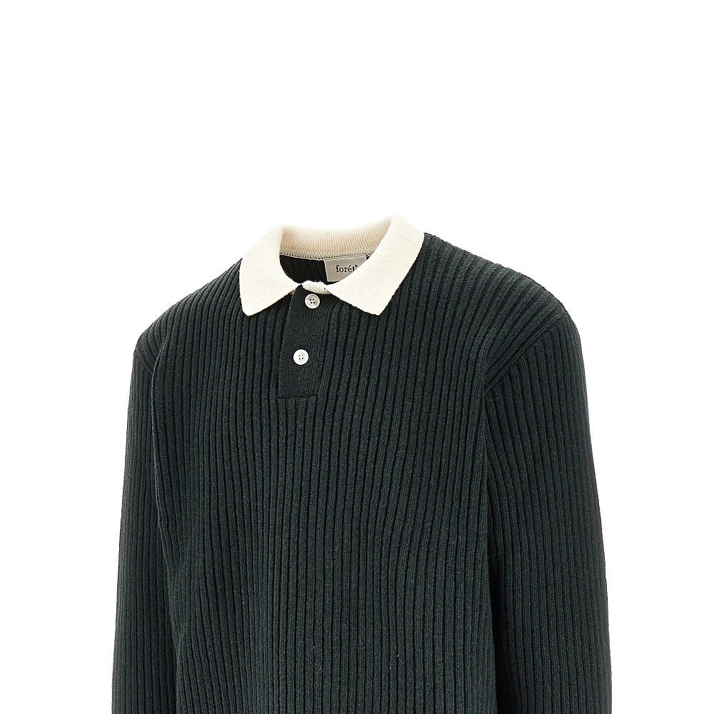 Ribbed wool-blend polo shirt