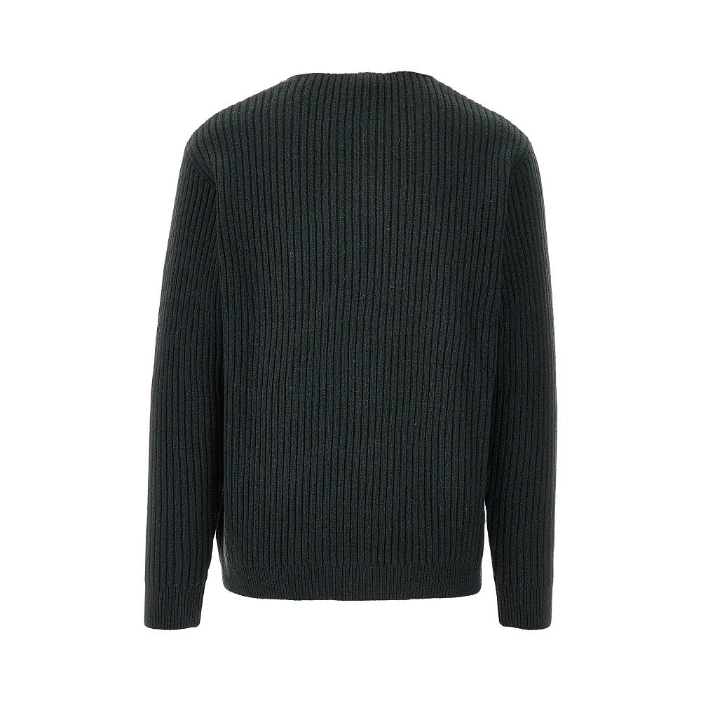 Ribbed wool-blend polo shirt