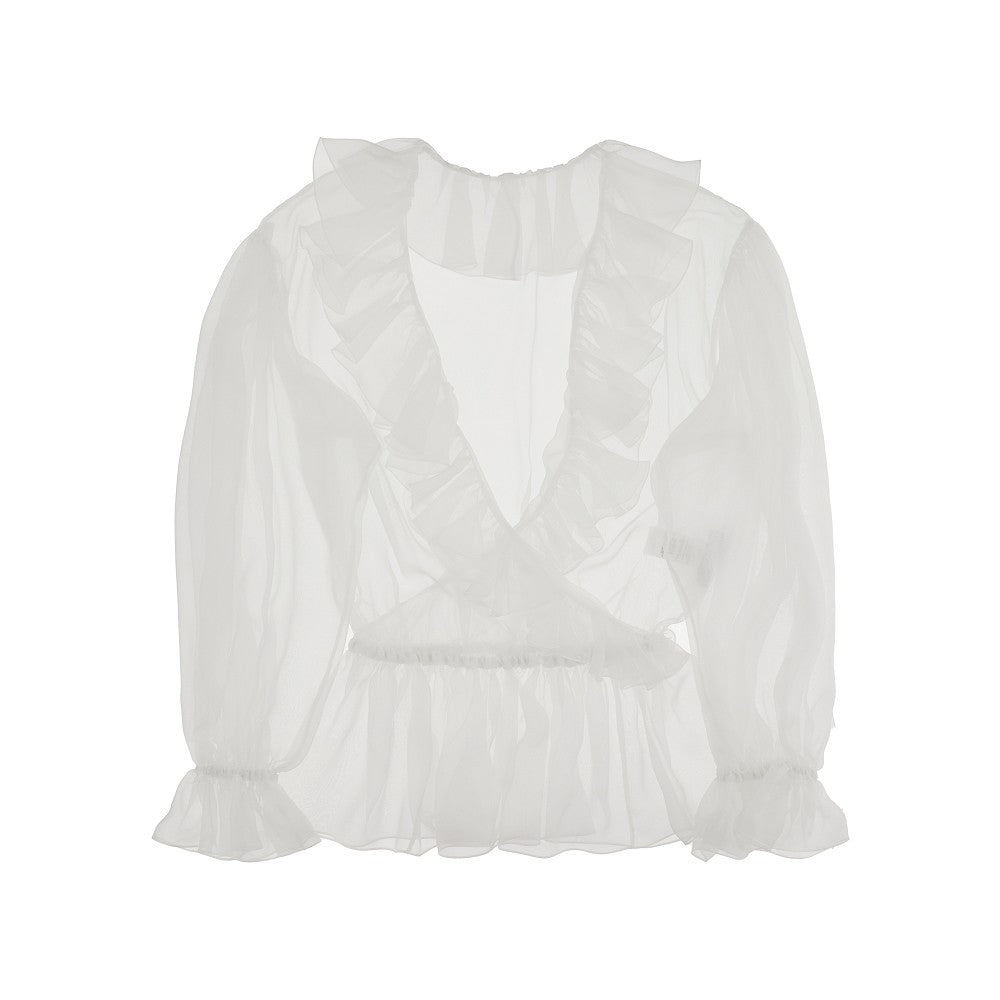 Blusa in chiffon con volant