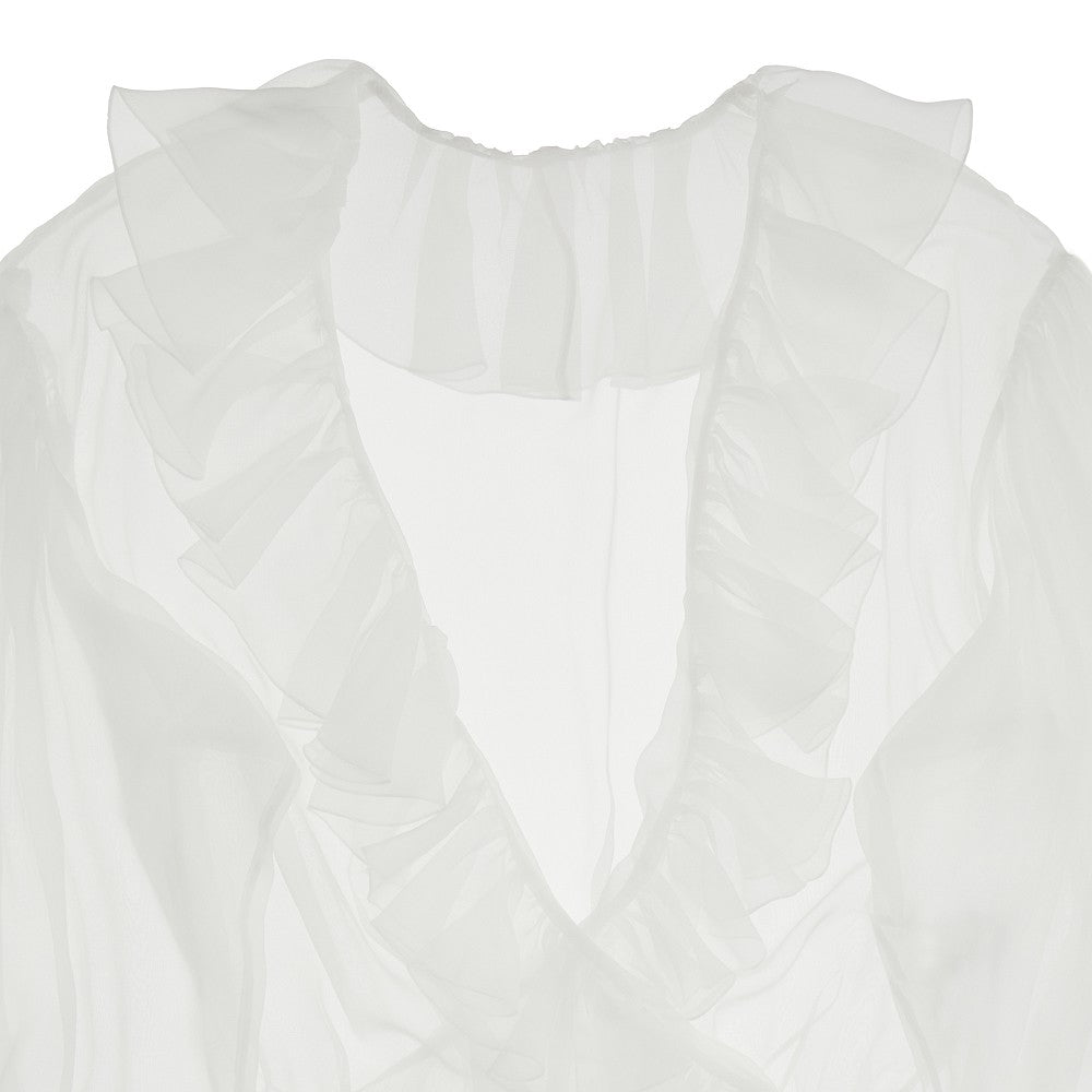 Blusa in chiffon con volant