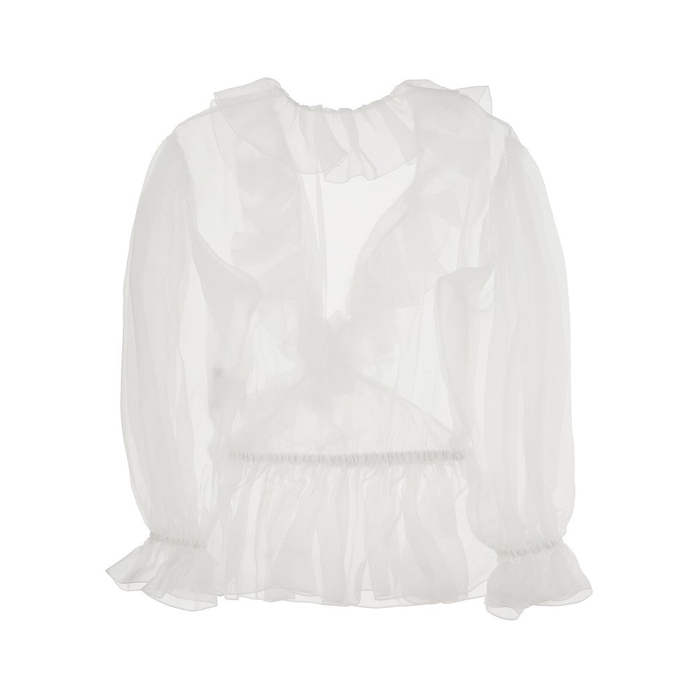 Blusa in chiffon con volant