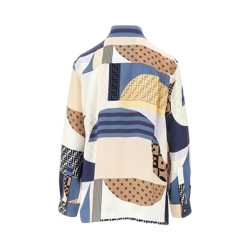 Patchwork print silk shirt