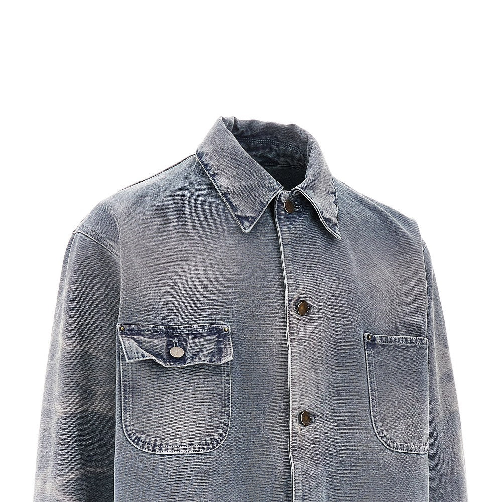 Distressed denim blouson jacket