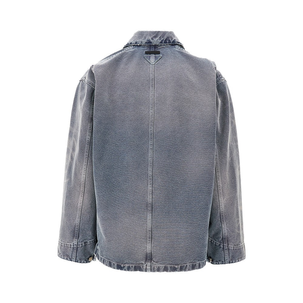 Distressed denim blouson jacket