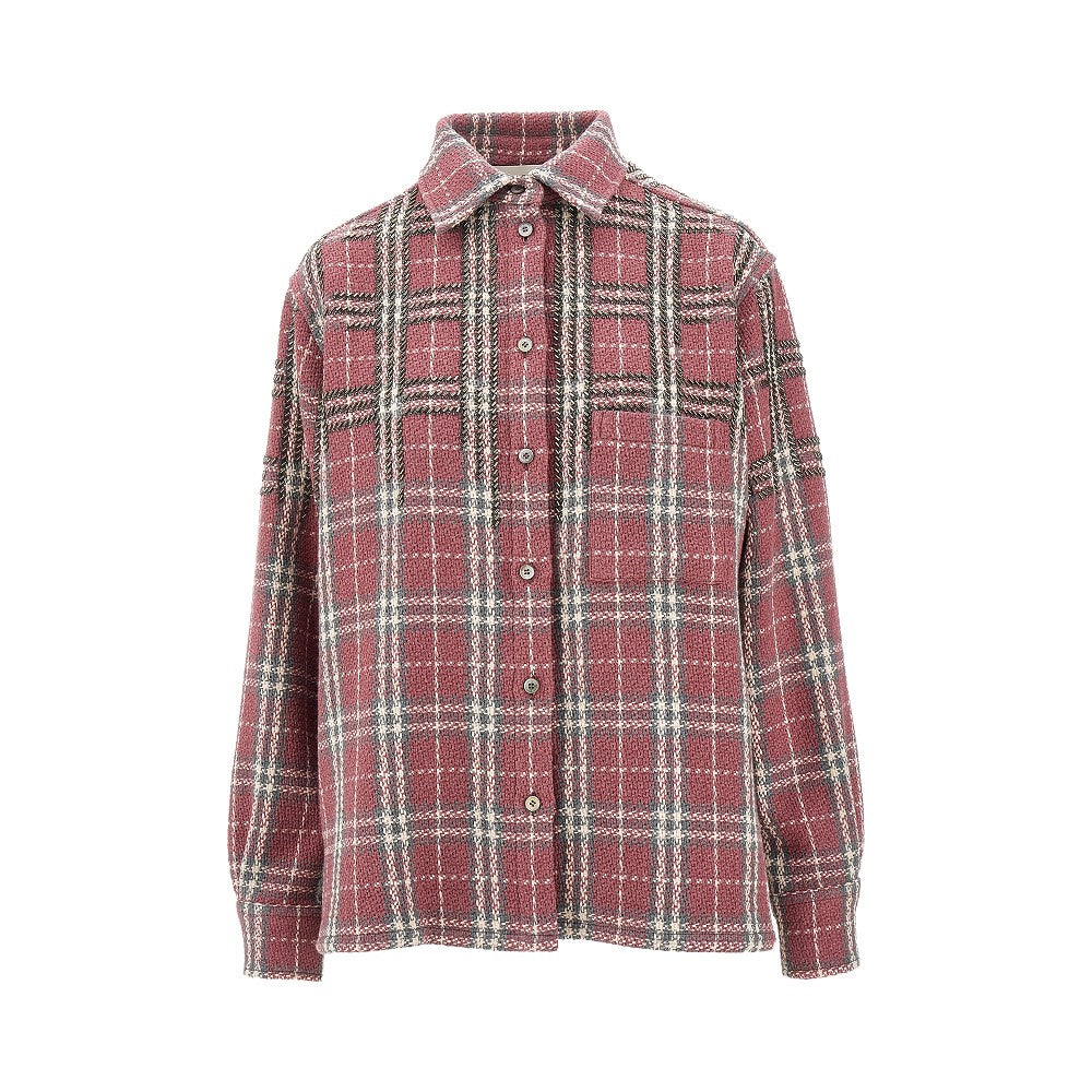 Camicia in misto cotone a quadri ricamata