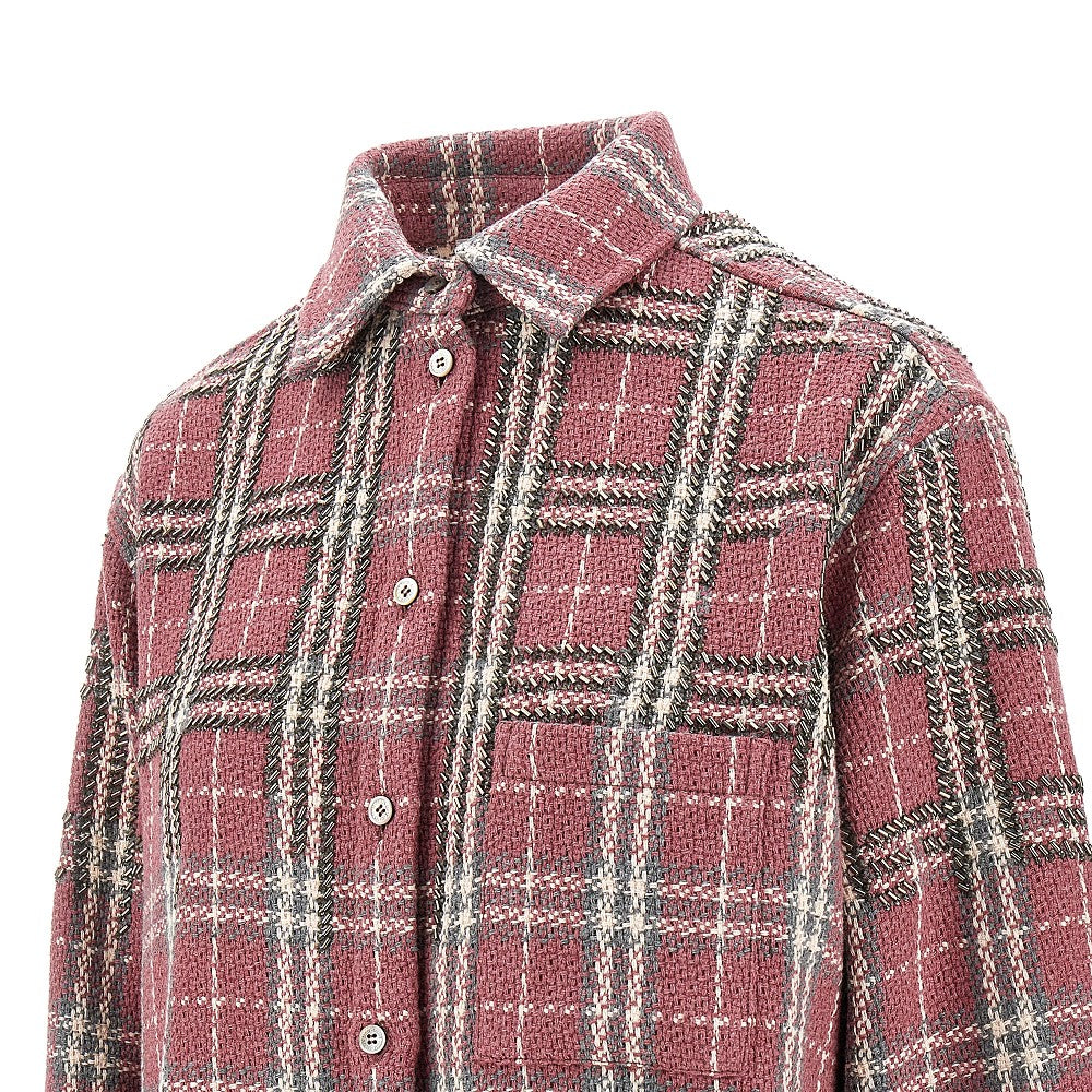 Camicia in misto cotone a quadri ricamata