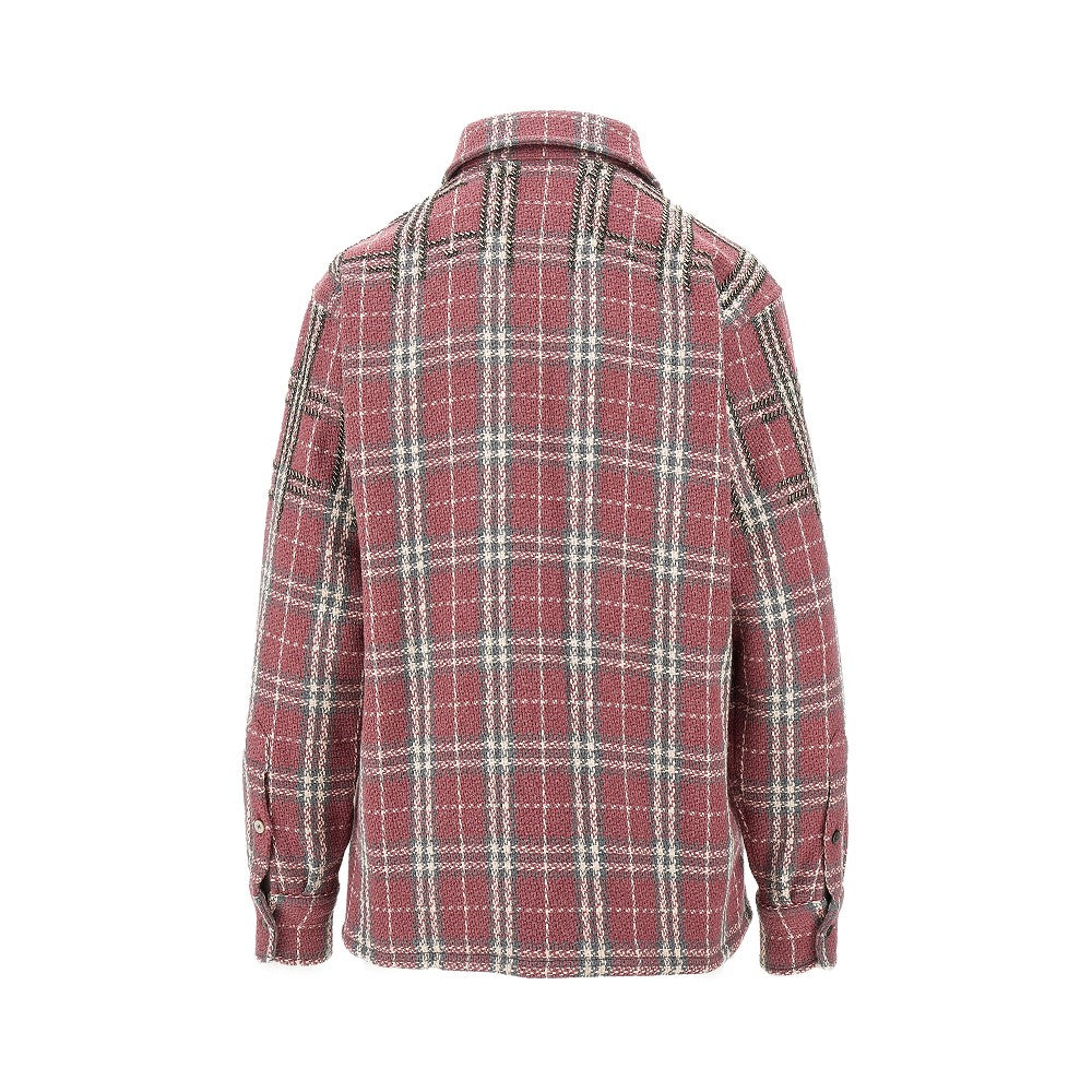 Camicia in misto cotone a quadri ricamata
