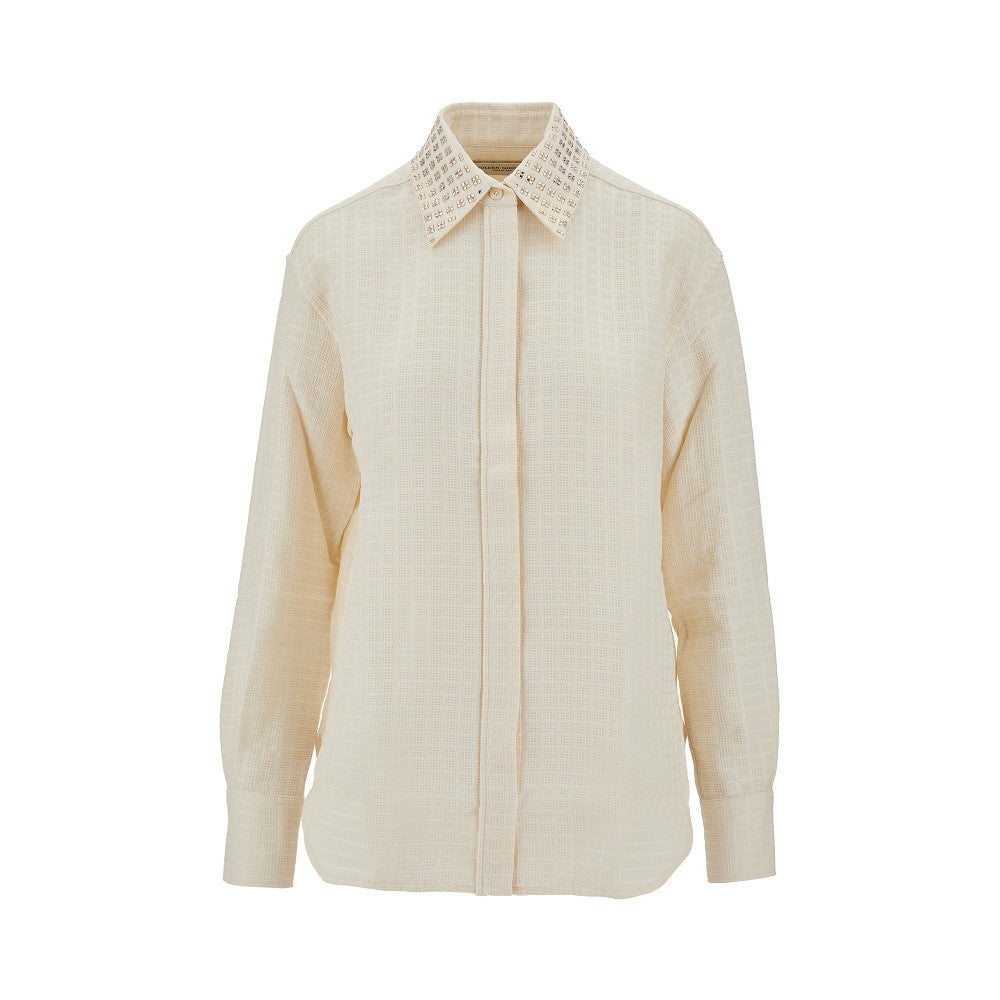 Camicia in cotone con colletto strass