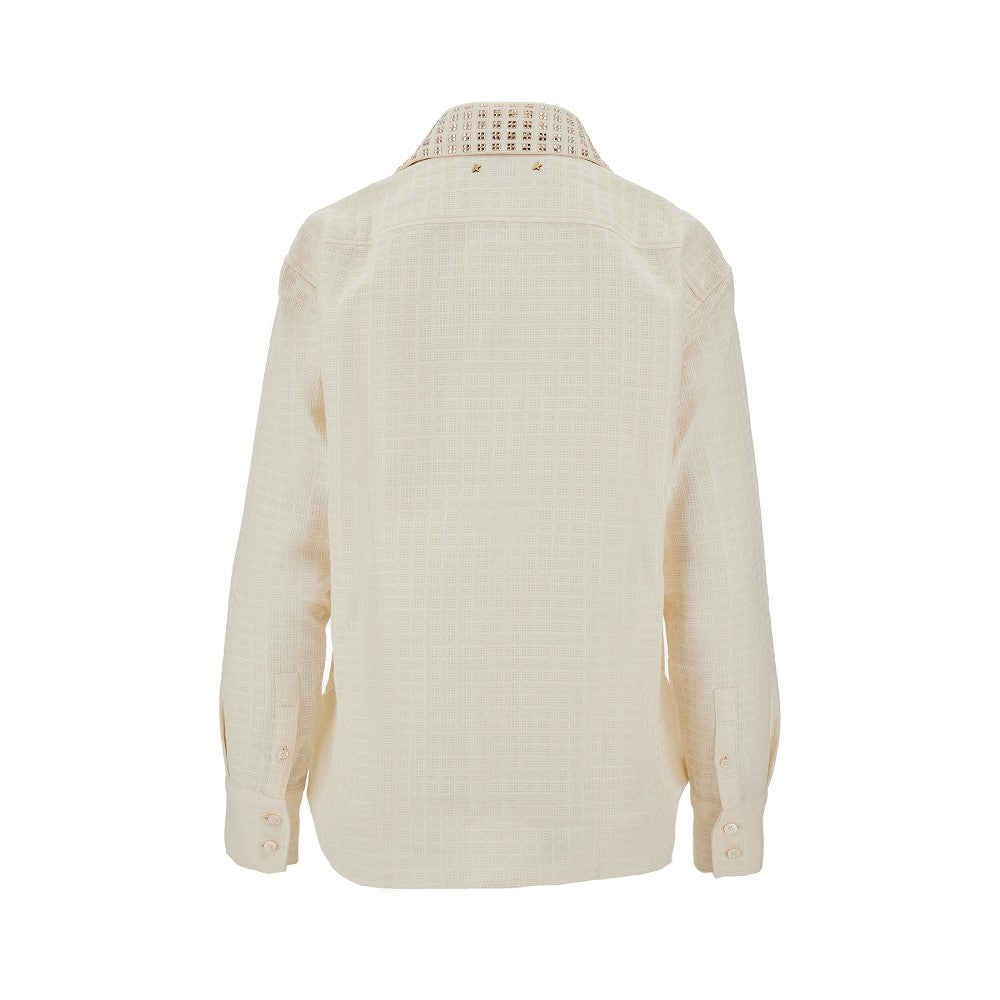 Camicia in cotone con colletto strass