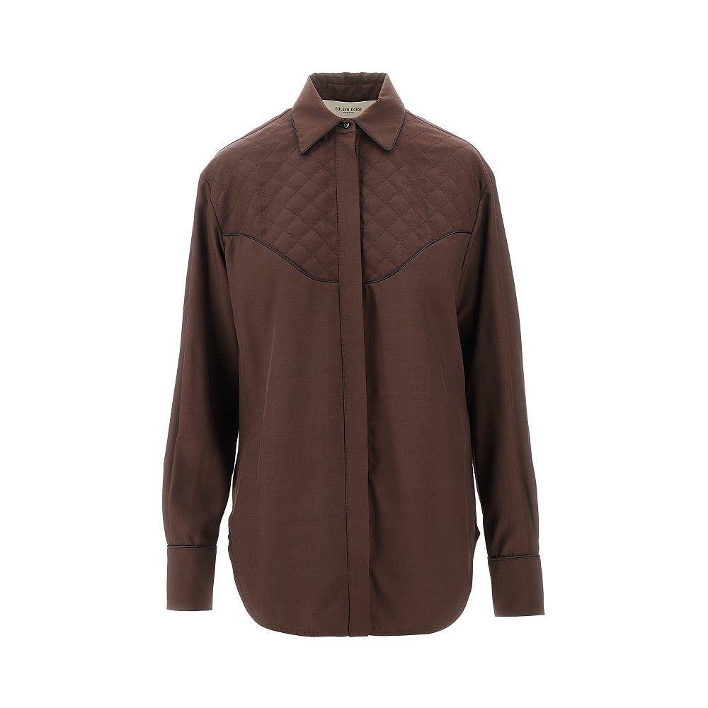 Camicia in viscosa con dettagli trapuntati