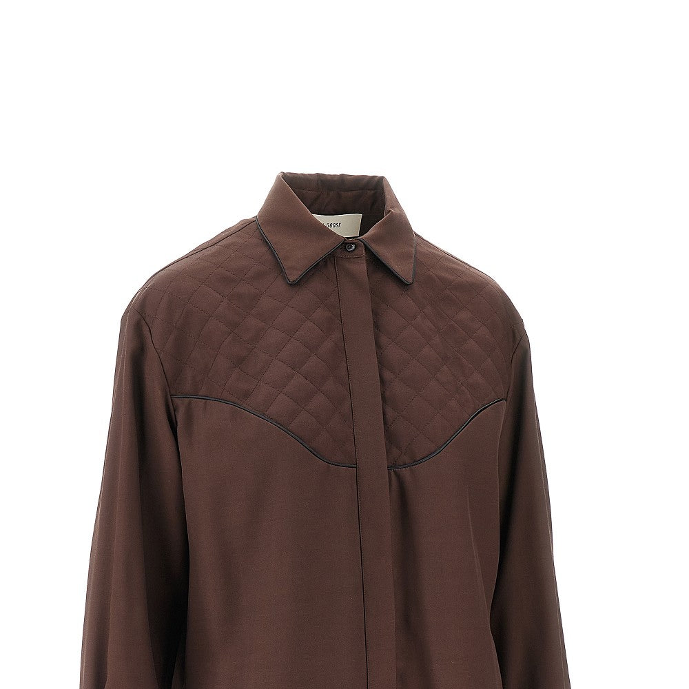 Camicia in viscosa con dettagli trapuntati
