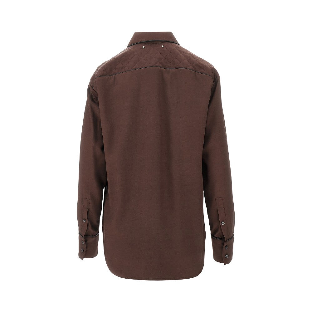 Camicia in viscosa con dettagli trapuntati