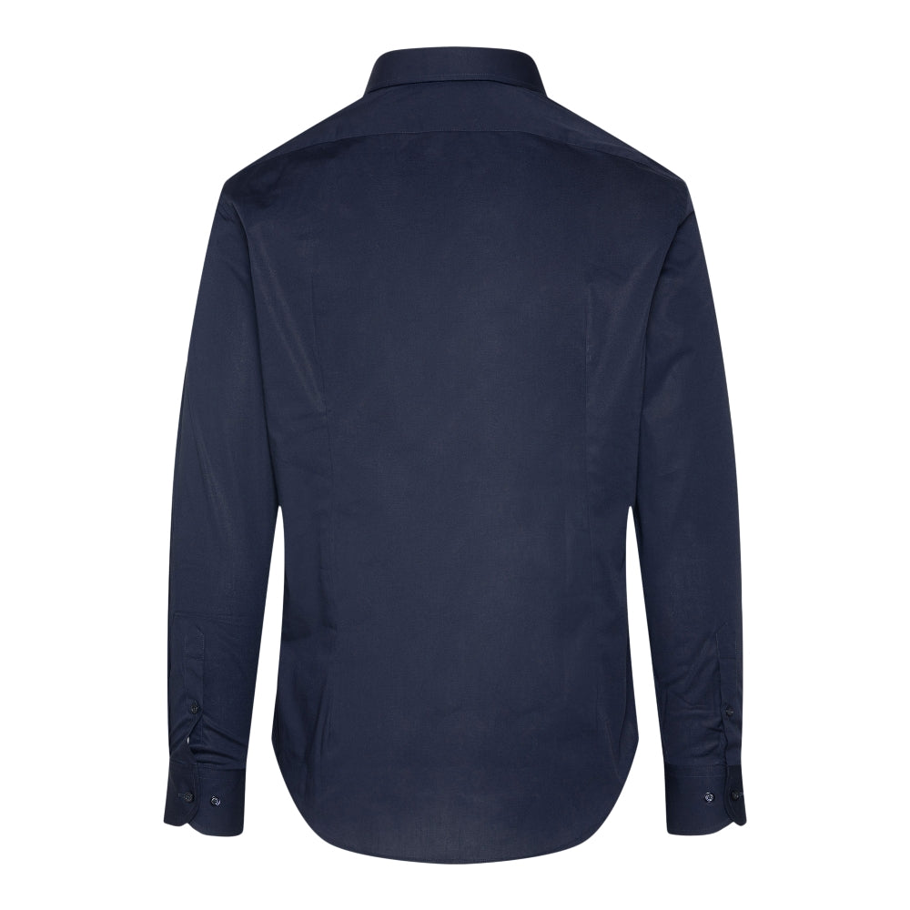 Camicia blu scuro con logo ricamato