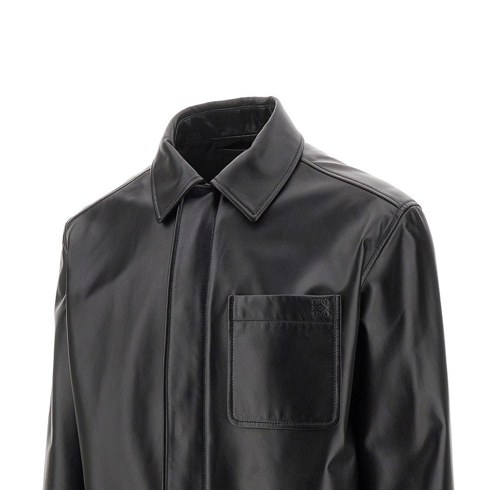 Overshirt in nappa con Anagram impresso