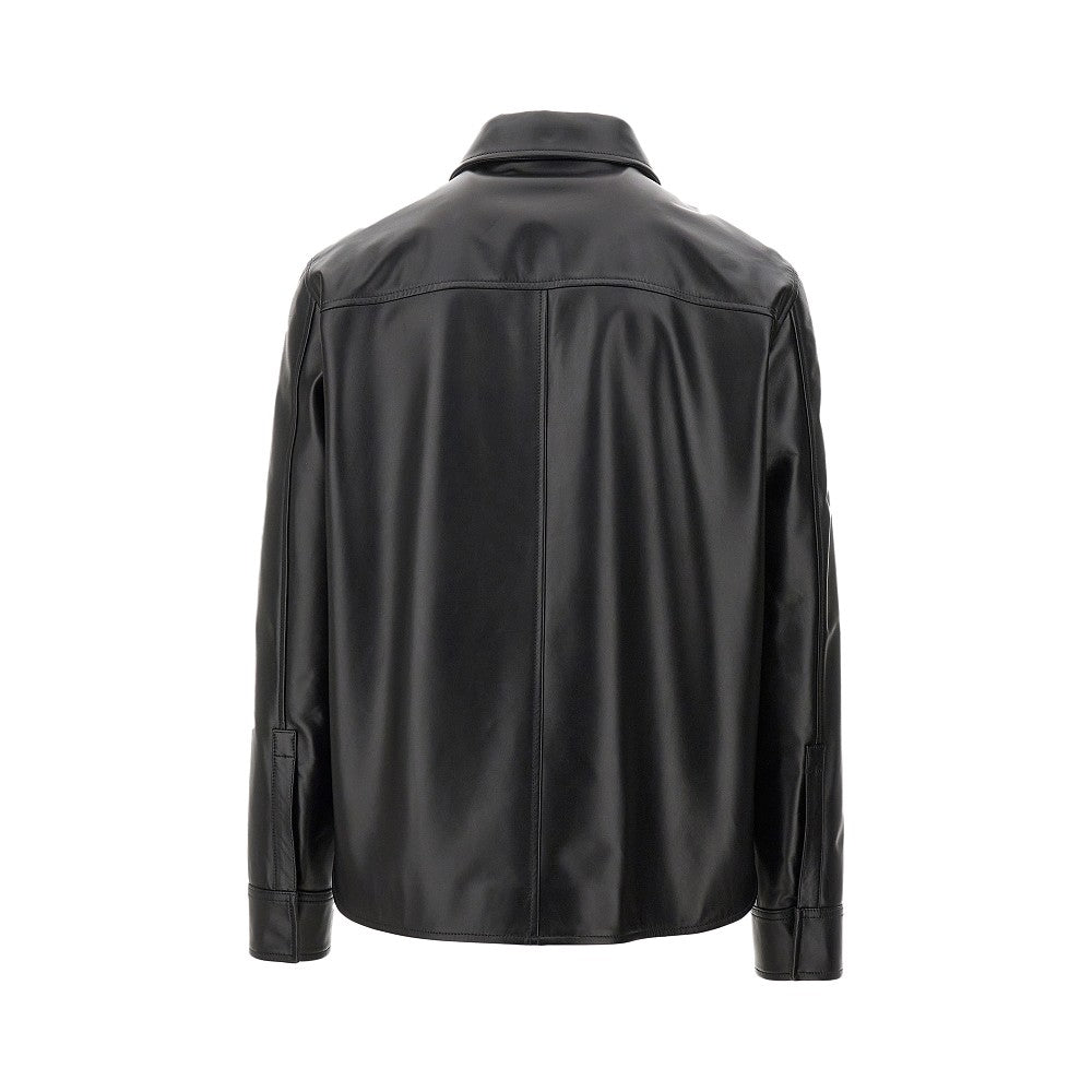 Overshirt in nappa con Anagram impresso