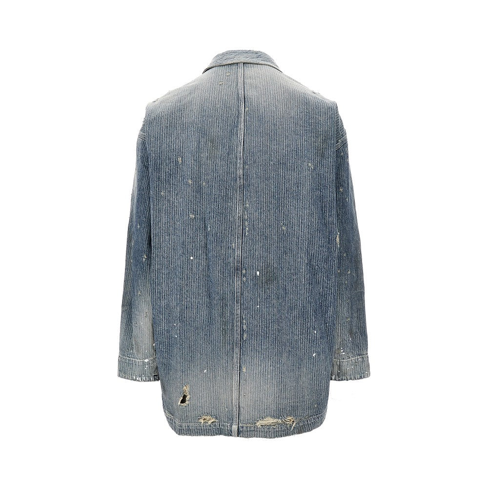 Oversized used effect denim jacket