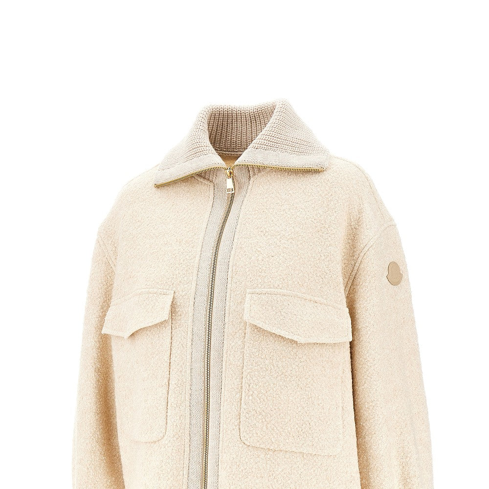 Bouclé knit full-zip cardigan