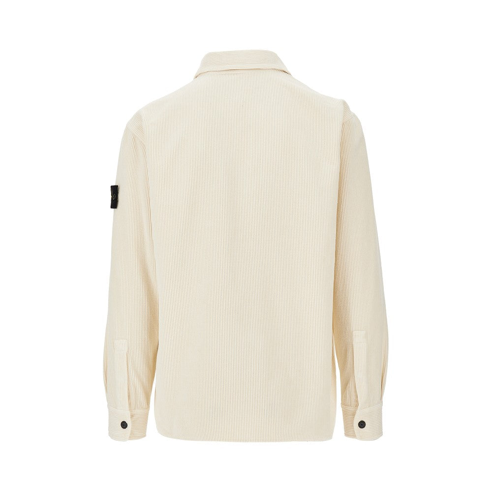 Overshirt in velluto a costine con badge logo