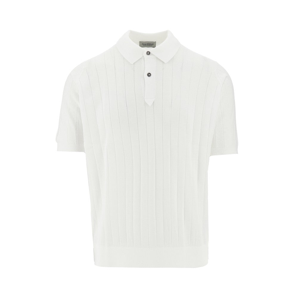 'Leeshaw' ribbed knit polo shirt