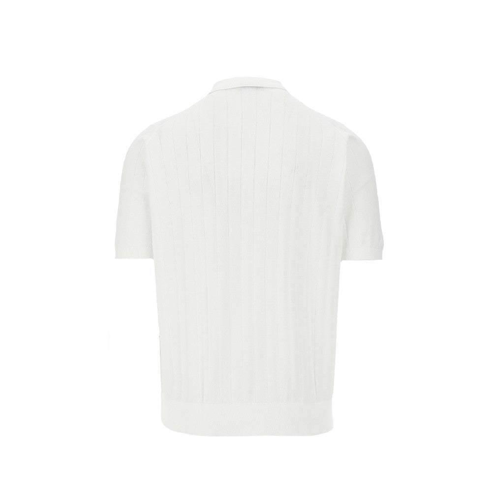 'Leeshaw' ribbed knit polo shirt