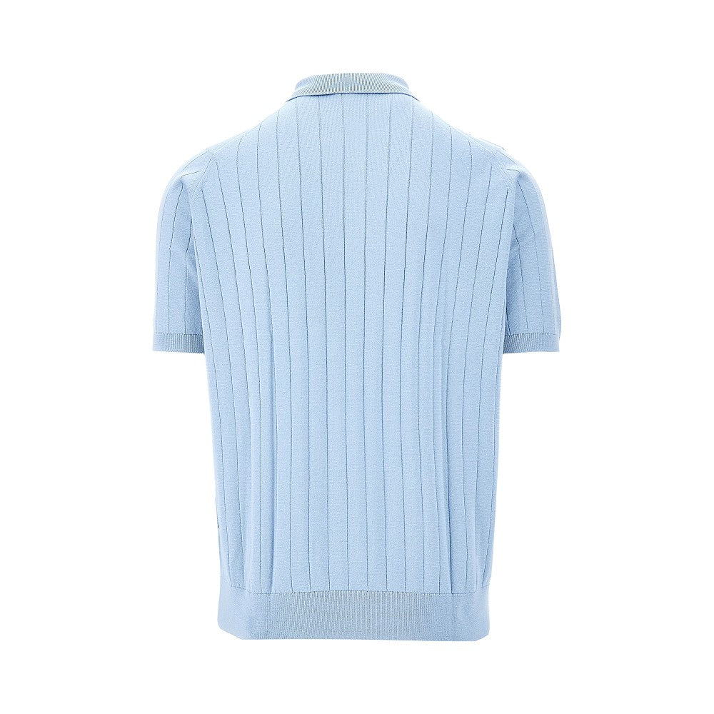 'Leeshaw' ribbed knit polo shirt