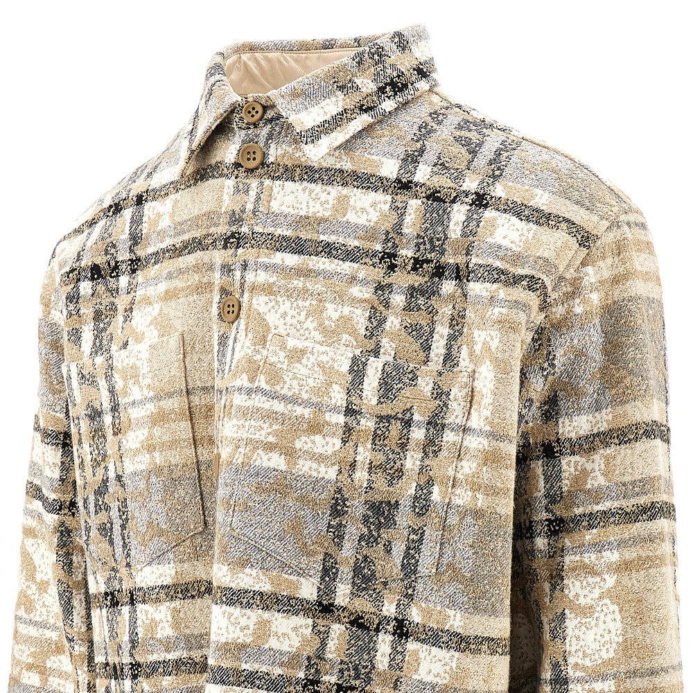 Check overshirt with back logo embroidery