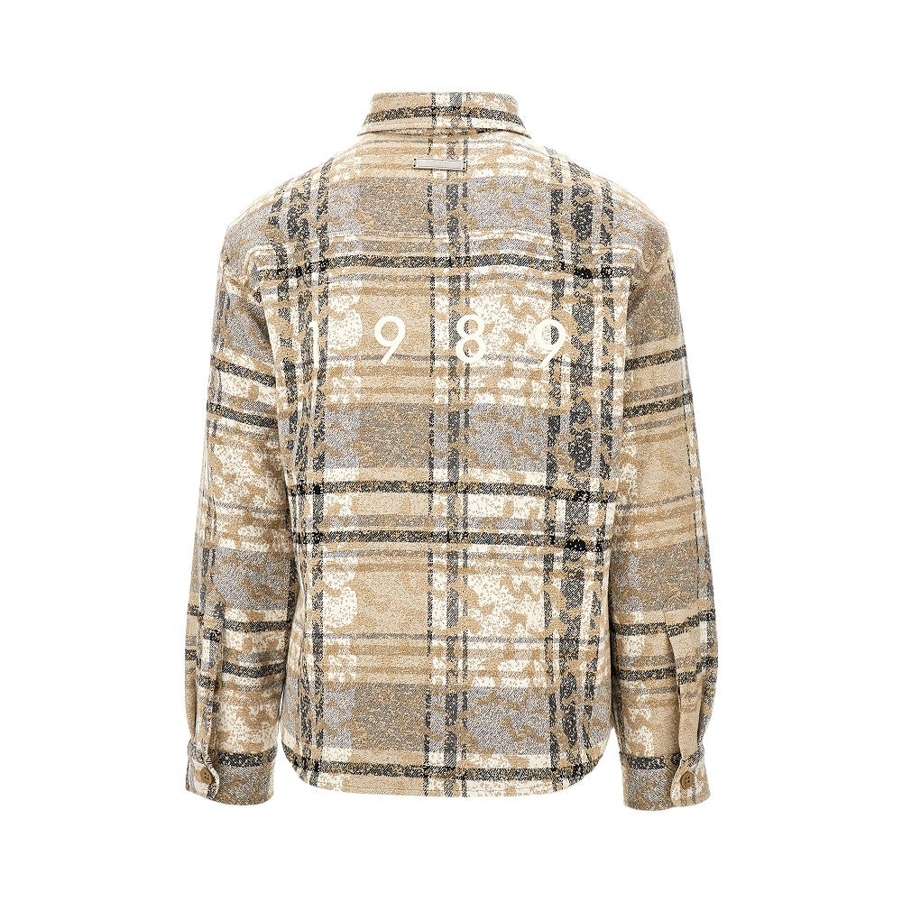 Check overshirt with back logo embroidery