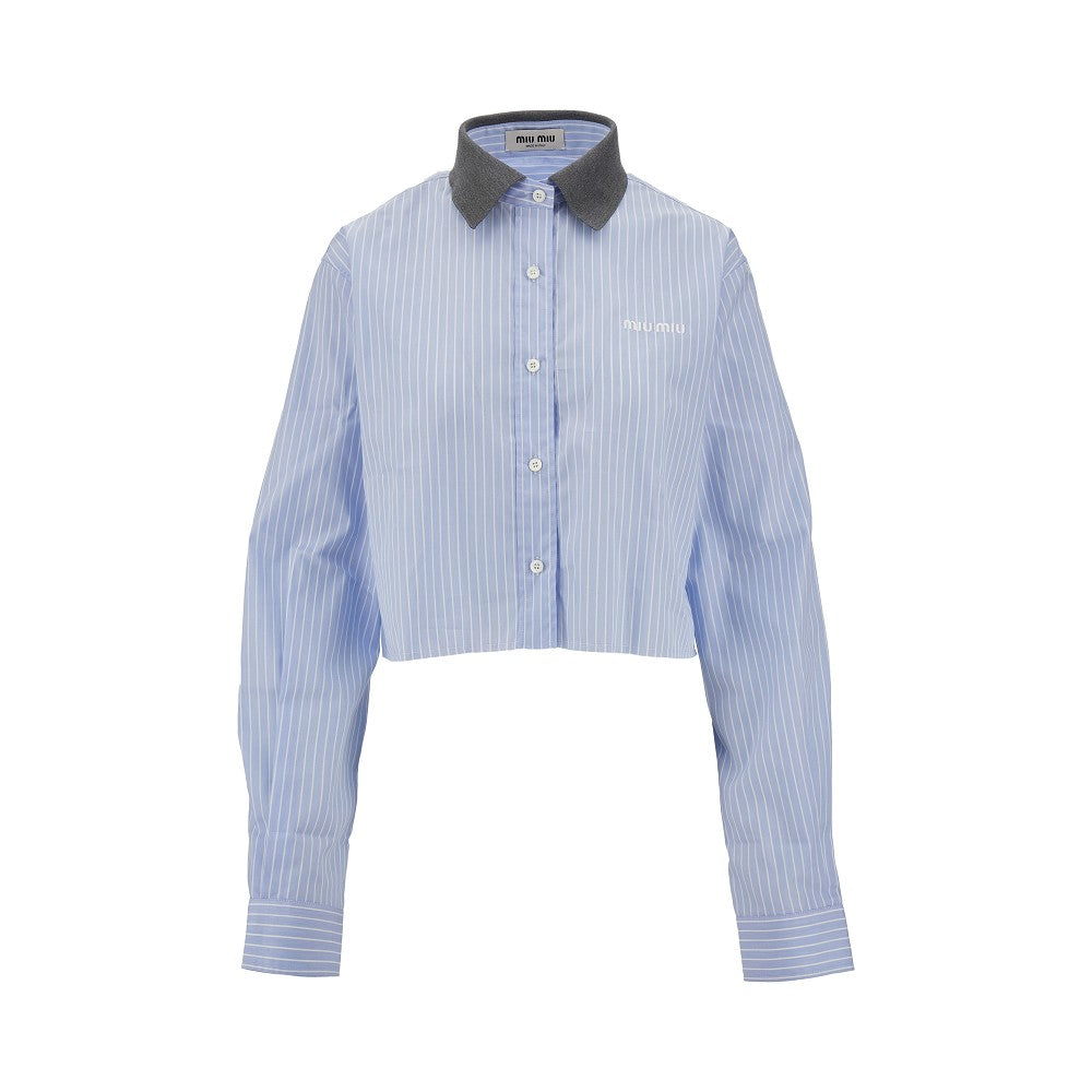 Striped cotton cropped shirt
