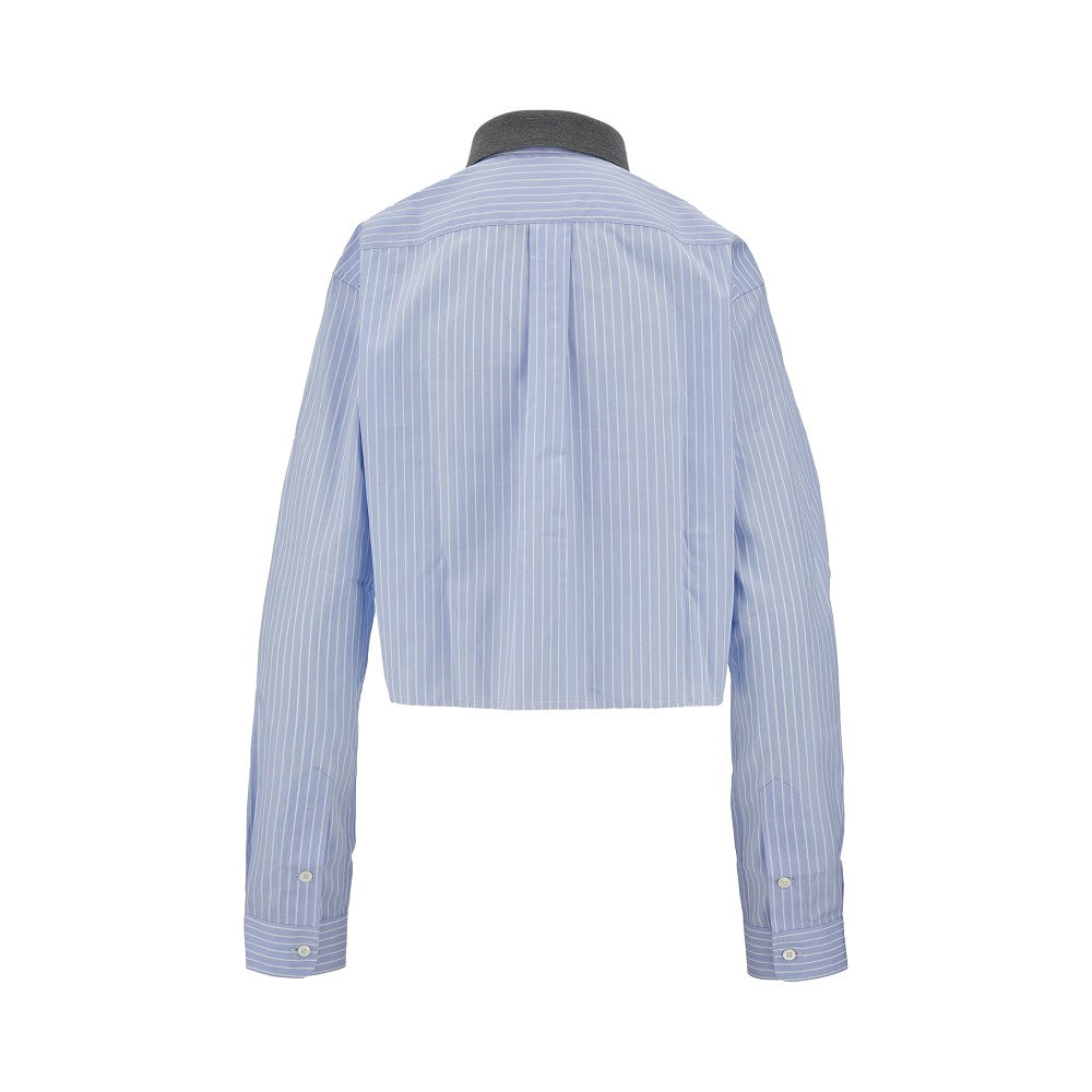 Striped cotton cropped shirt