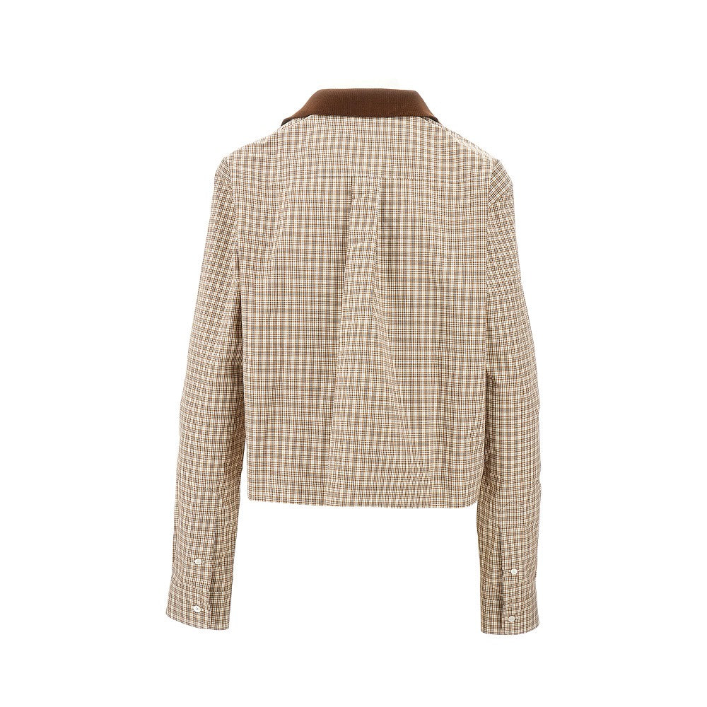 Check poplin shirt with logo embroidery