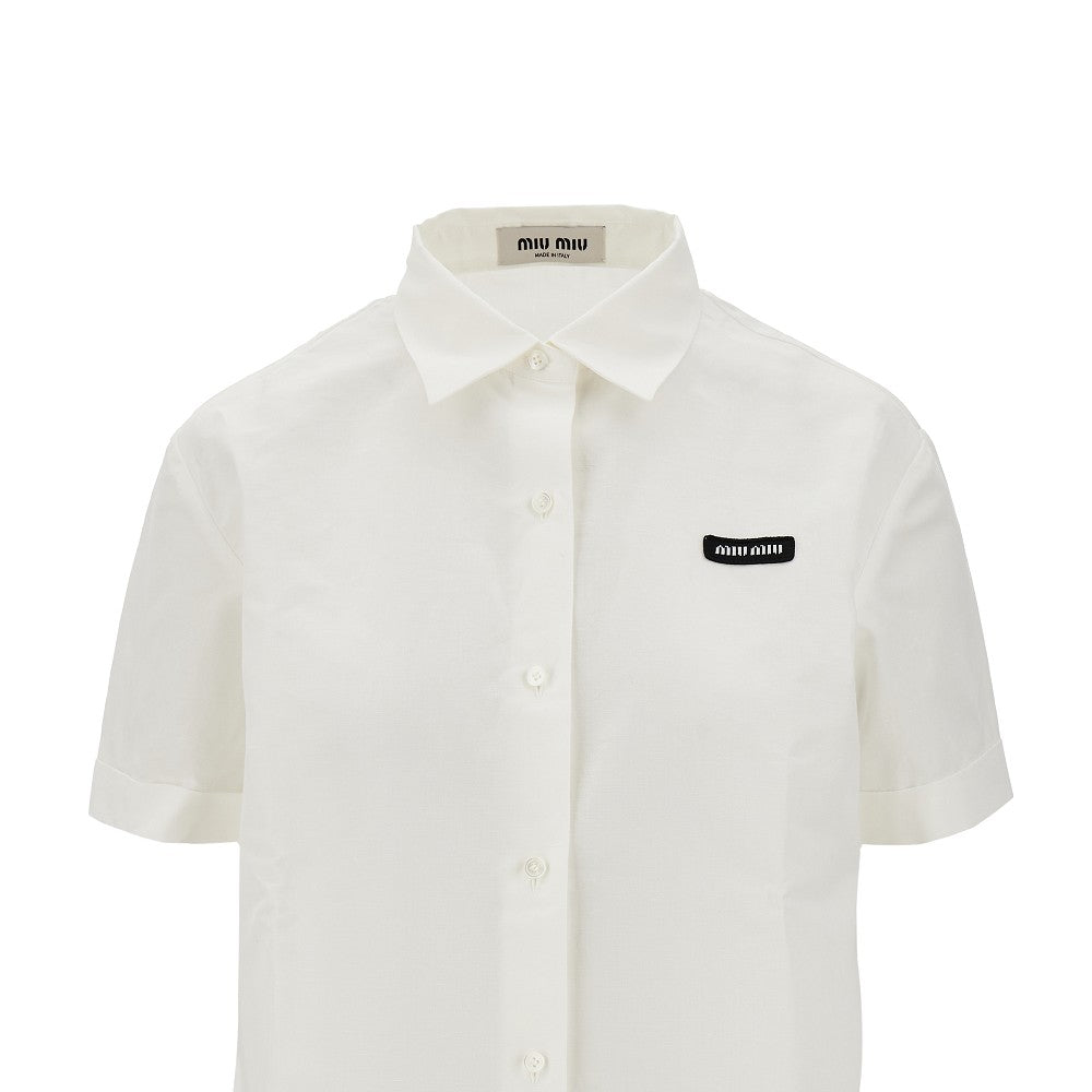 Slubbed poplin short-sleeved shirt