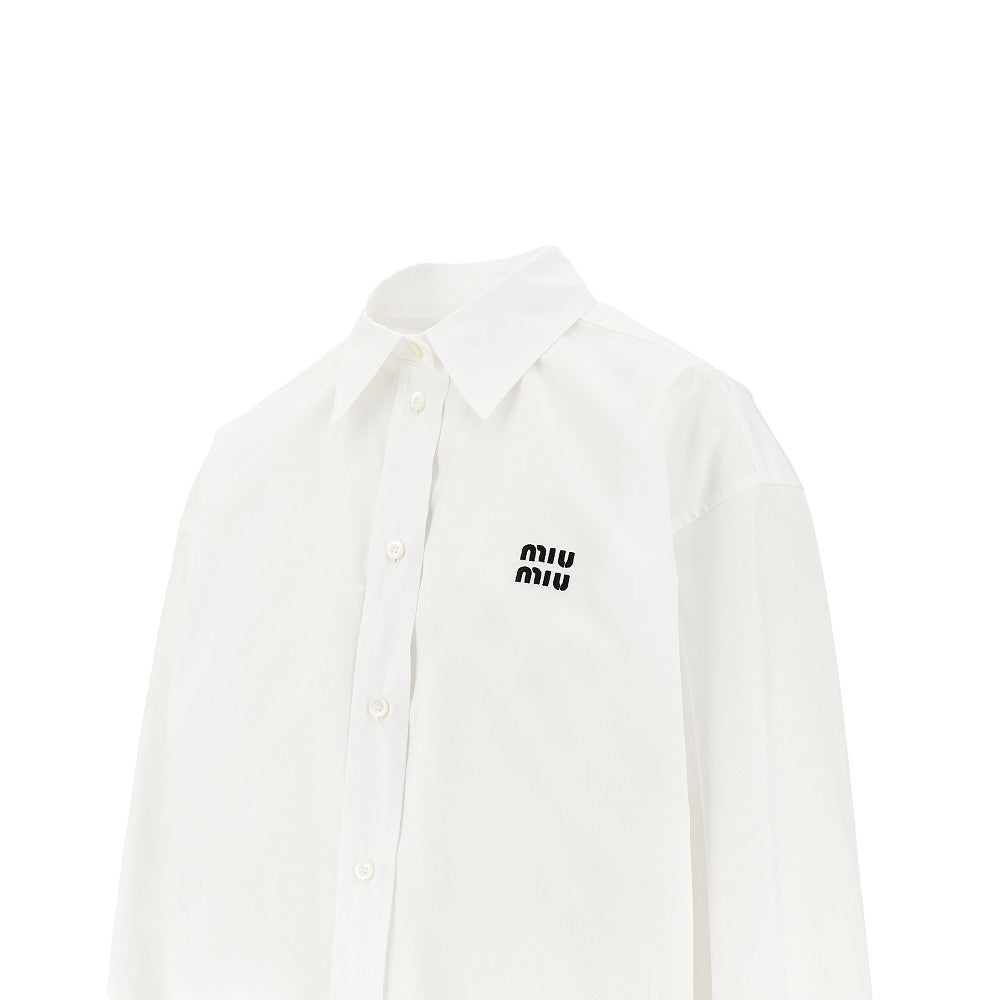 Camicia in popeline con logo ricamato