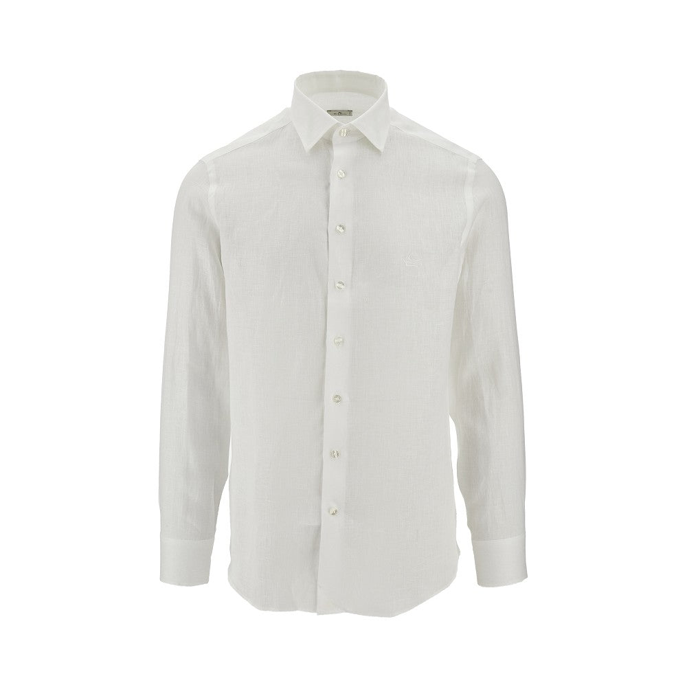 Camicia in lino con logo Pegaso