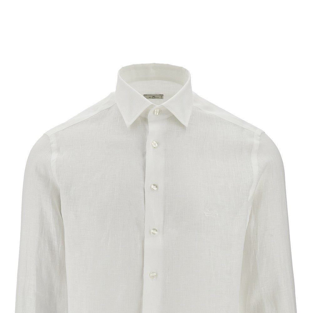 Camicia in lino con logo Pegaso