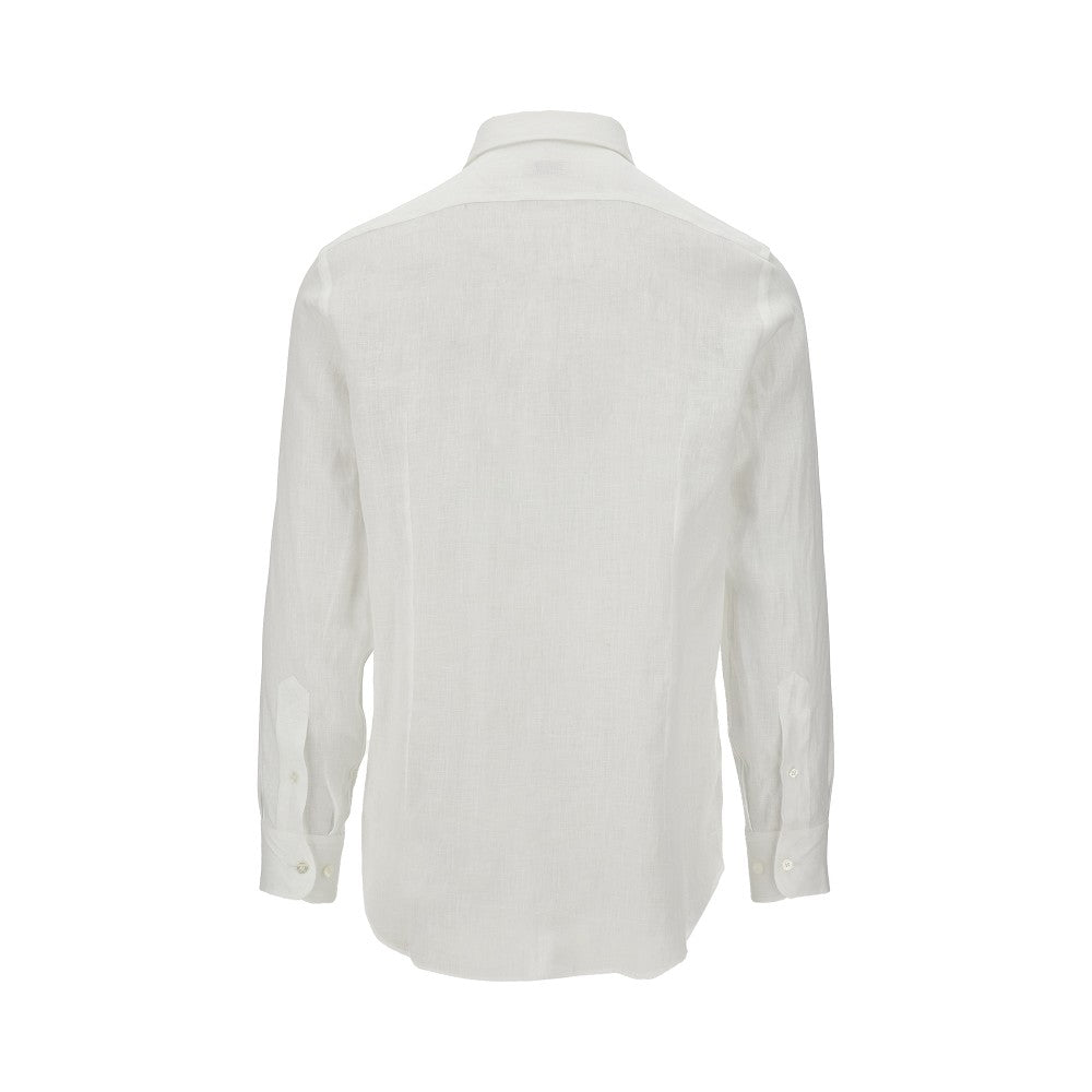 Camicia in lino con logo Pegaso