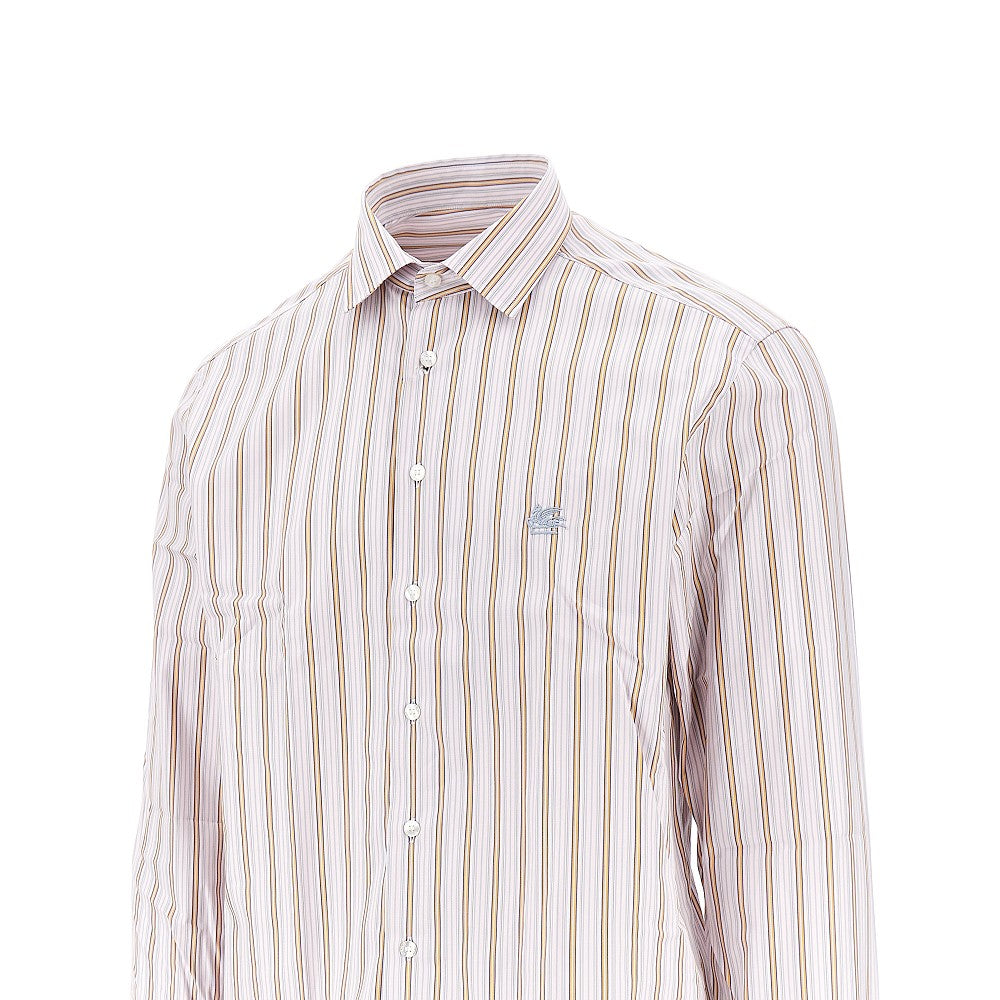 Camicia in popeline a righe con logo Pegaso