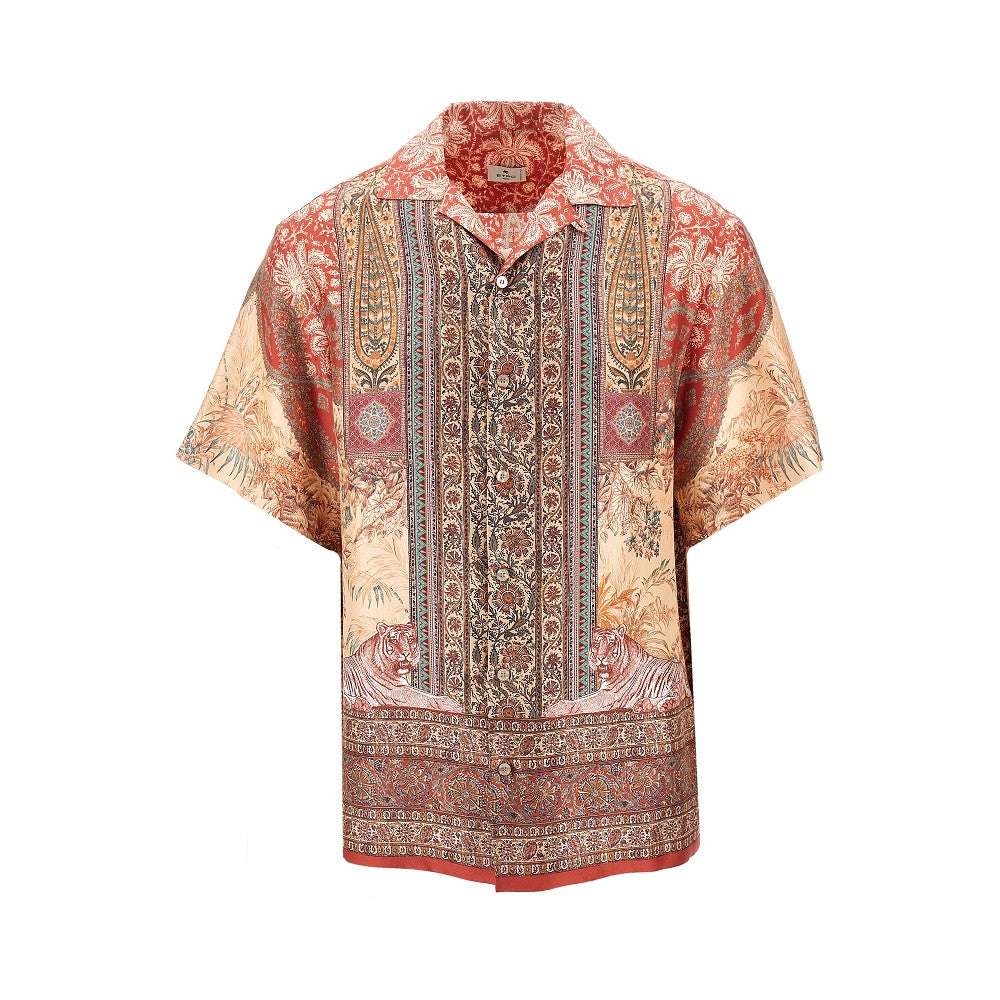 Printed silk bowling shirt