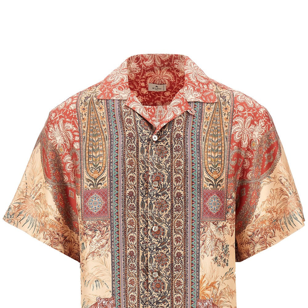 Printed silk bowling shirt