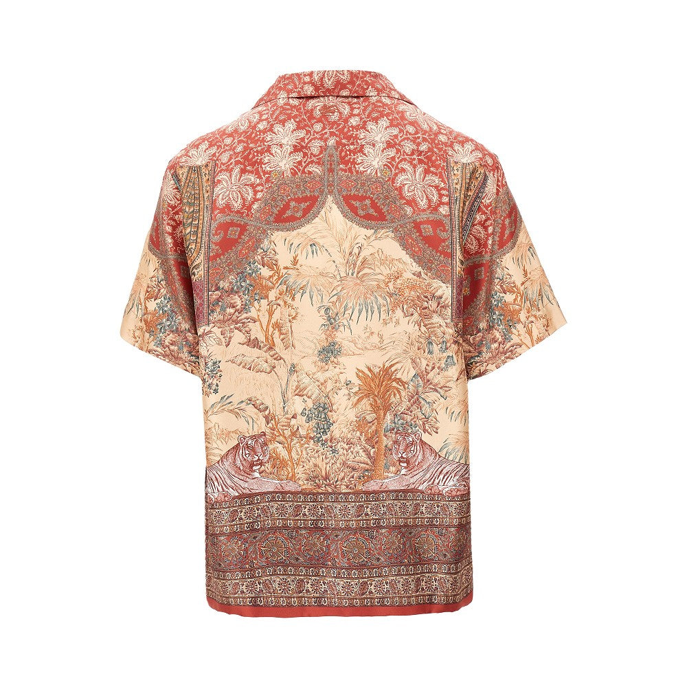Printed silk bowling shirt