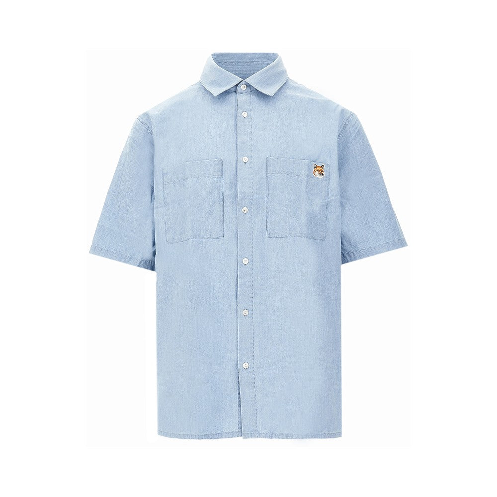 Chambray short-sleeved shirt
