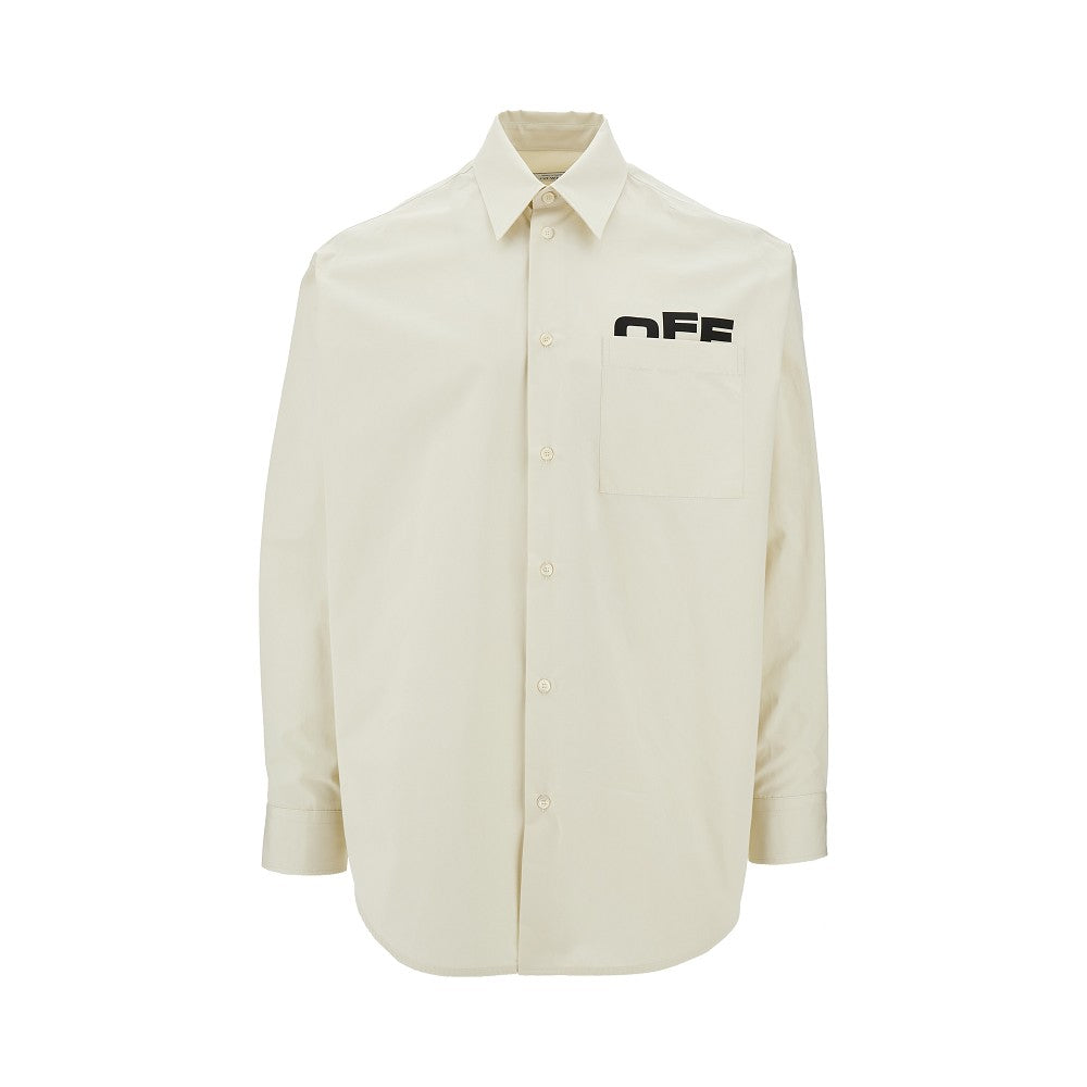 Camicia oversize in popeline con stampa OFF