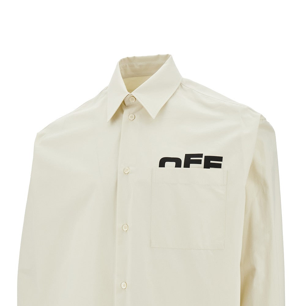 Camicia oversize in popeline con stampa OFF
