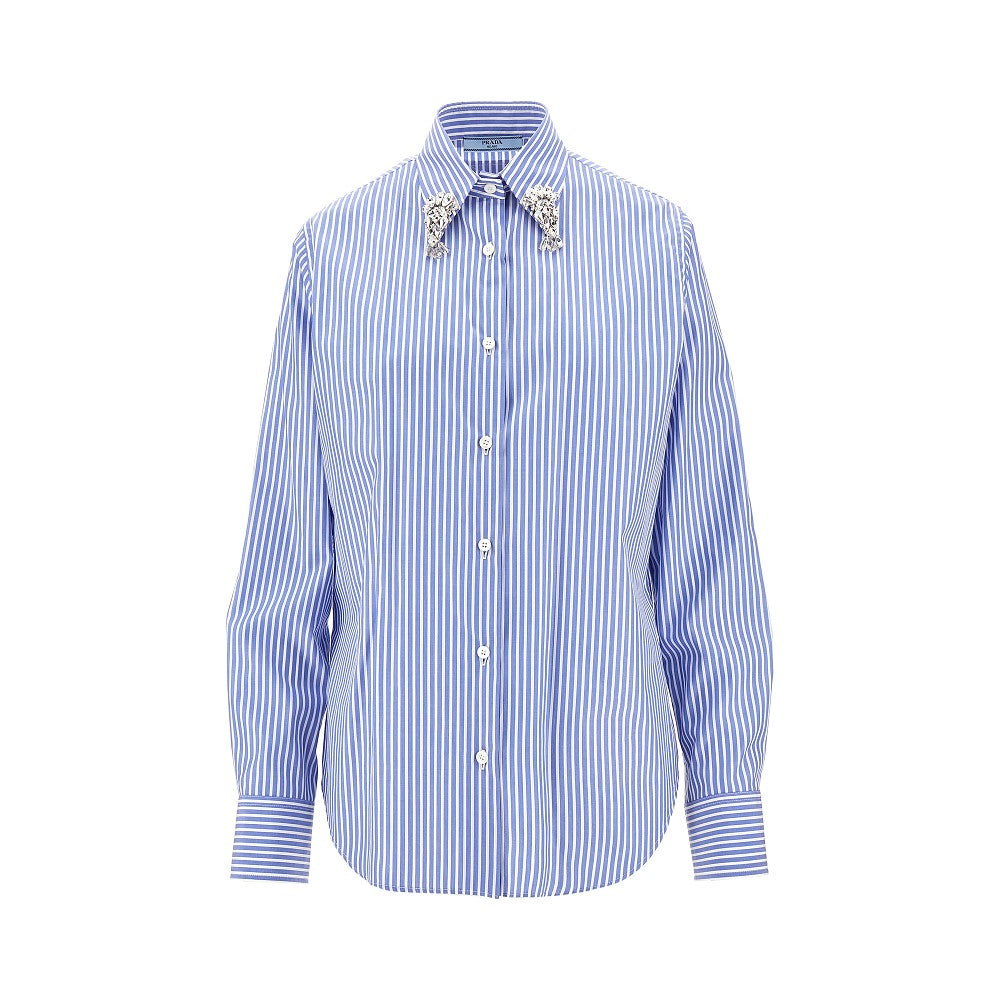 Striped shirt with crystals embroidery