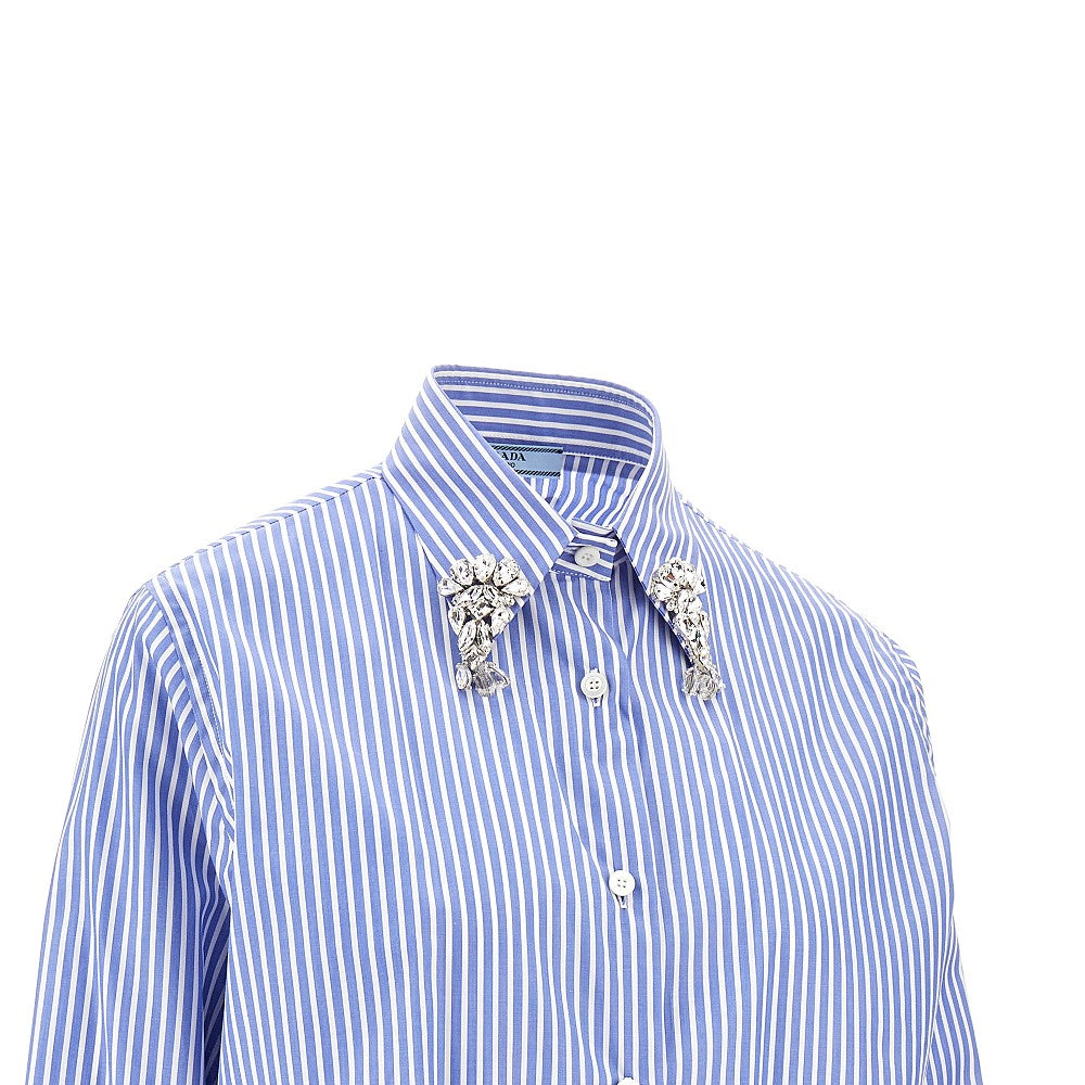 Striped shirt with crystals embroidery