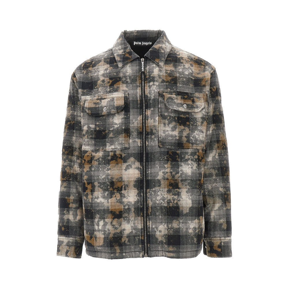 Overshirt a quadri con stampa Curved Logo