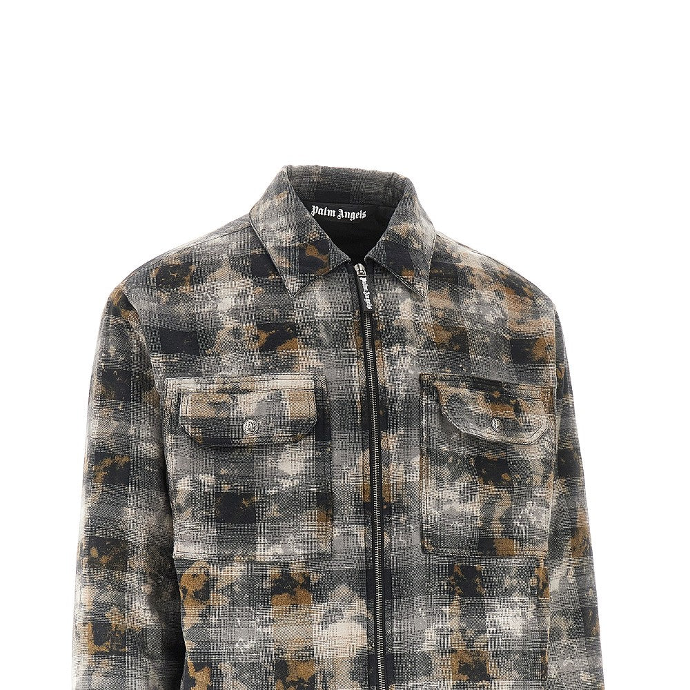 Overshirt a quadri con stampa Curved Logo