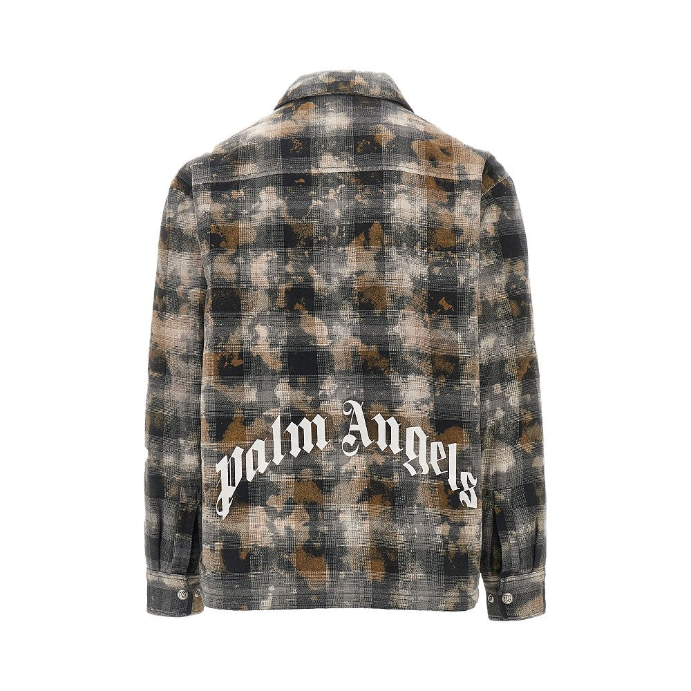 Overshirt a quadri con stampa Curved Logo