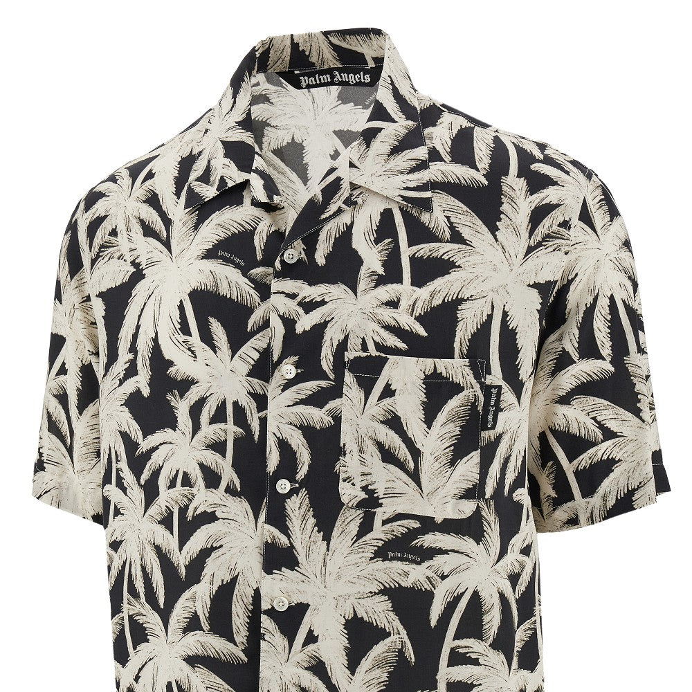 Camicia in viscosa con motivo &#39;Palms&#39;