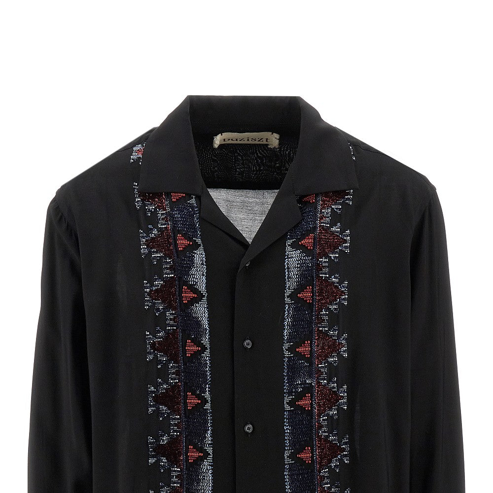 Hand-embroidered cotton shirt