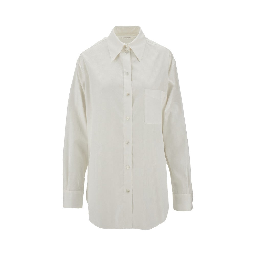 Camicia oversize in cotone jacquard